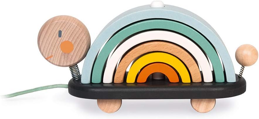 Janod - Sweet Cocoon - Juguete de madera para tirar - Tortuga Arco Iris - 7