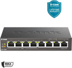 D-Link Conmutador Ethernet PoE+ no administrado Gigabit de 8 puertos, con 4 puertos PoE de hasta 60 W de presupuesto PoE, QoS, sin ventilador, metal resistente con puertos blindados, escritorio compacto, sigue a NDAA/TAA (DGS-1008P)
