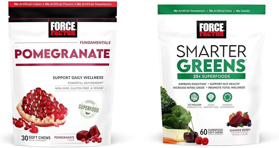 Force Factor Masticables suaves de granada para un envejecimiento s...