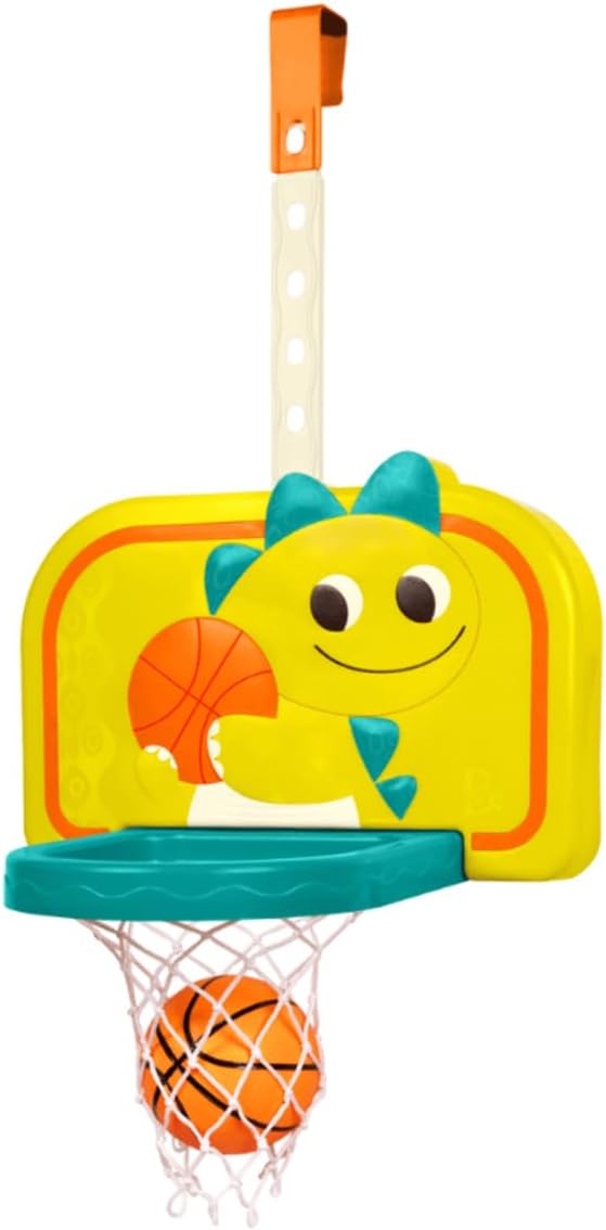 B. toys Red de baloncesto colgante, aro de dinosaurio ajustable