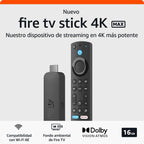 Amazon Fire TV Stick 4K Max, compatible con Wi-Fi 6E, 16Gb Almacenamiento