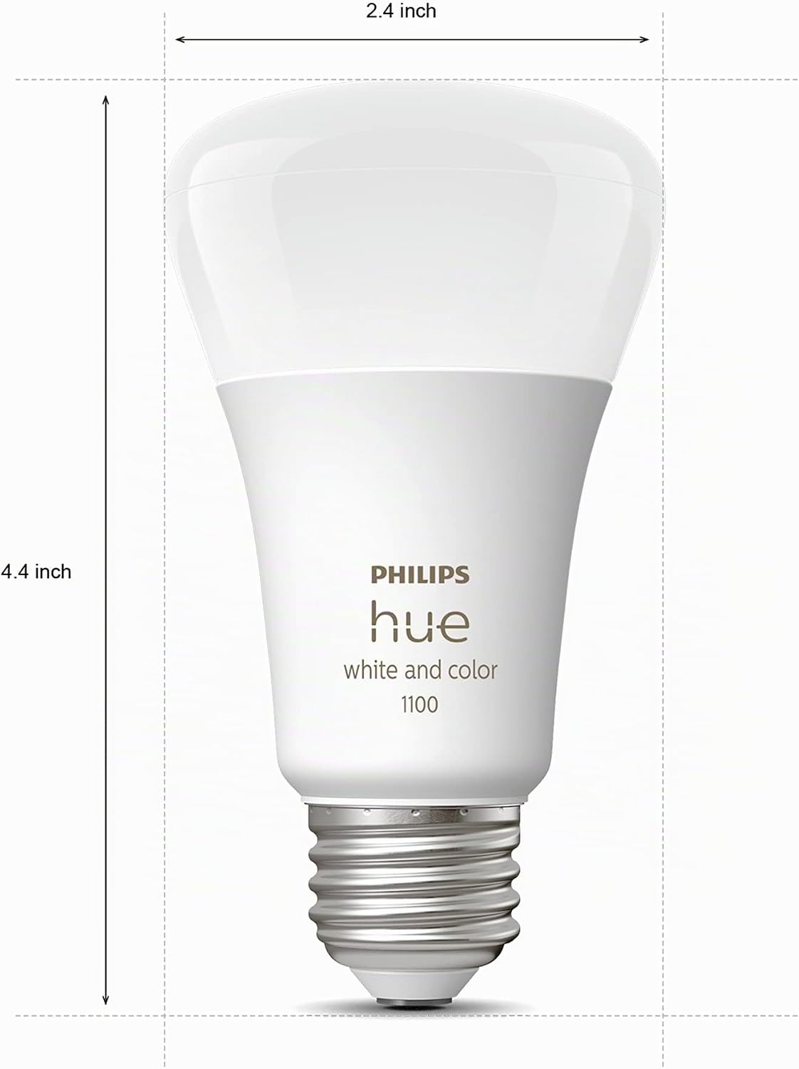 Philips Hue Bombilla LED inteligente A19 de 75 W, luz blanca y de color que cambia de color, paquete de 2, 1100 lúmenes, E26, interior, control con aplicación Hue, compatible con Alexa, Google
