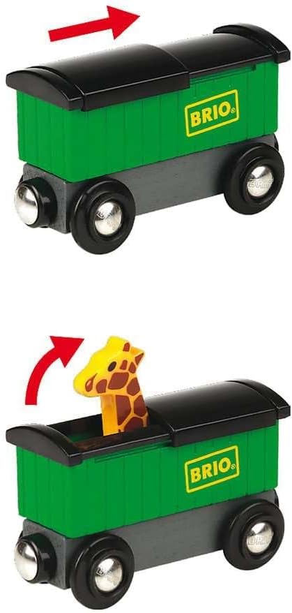 BRIO World - 33722 Safari Train - Juego de tren de juguete interactivo para niños de 3 años en adelante - Respetuoso con el medio ambiente - Carros de motor y animales incluidos