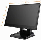 ANGEL POS Monitor POS de pantalla táctil FHD IPS de 15.6 pulgadas 1920 x 1080 con soporte de metal, 10 puntos táctiles HDMI VGA, pantalla impermeable a prueba de polvo 1080P, industrial, oficina, venta al por menor, gimnasio, almacén (negro)