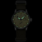 SEAKOSS Reloj piloto vintage inspirado en 1963 de 1.575 in para hombre, reloj de pulsera mecánico automático con movimiento Seagull ST1780, indicador de reserva de marcha, visualización de la fecha