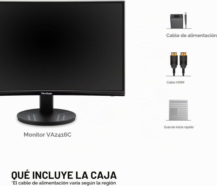 ViewSonic VA2416C Monitor curvo Full HD 1080p de 24 pulgadas sin ma...