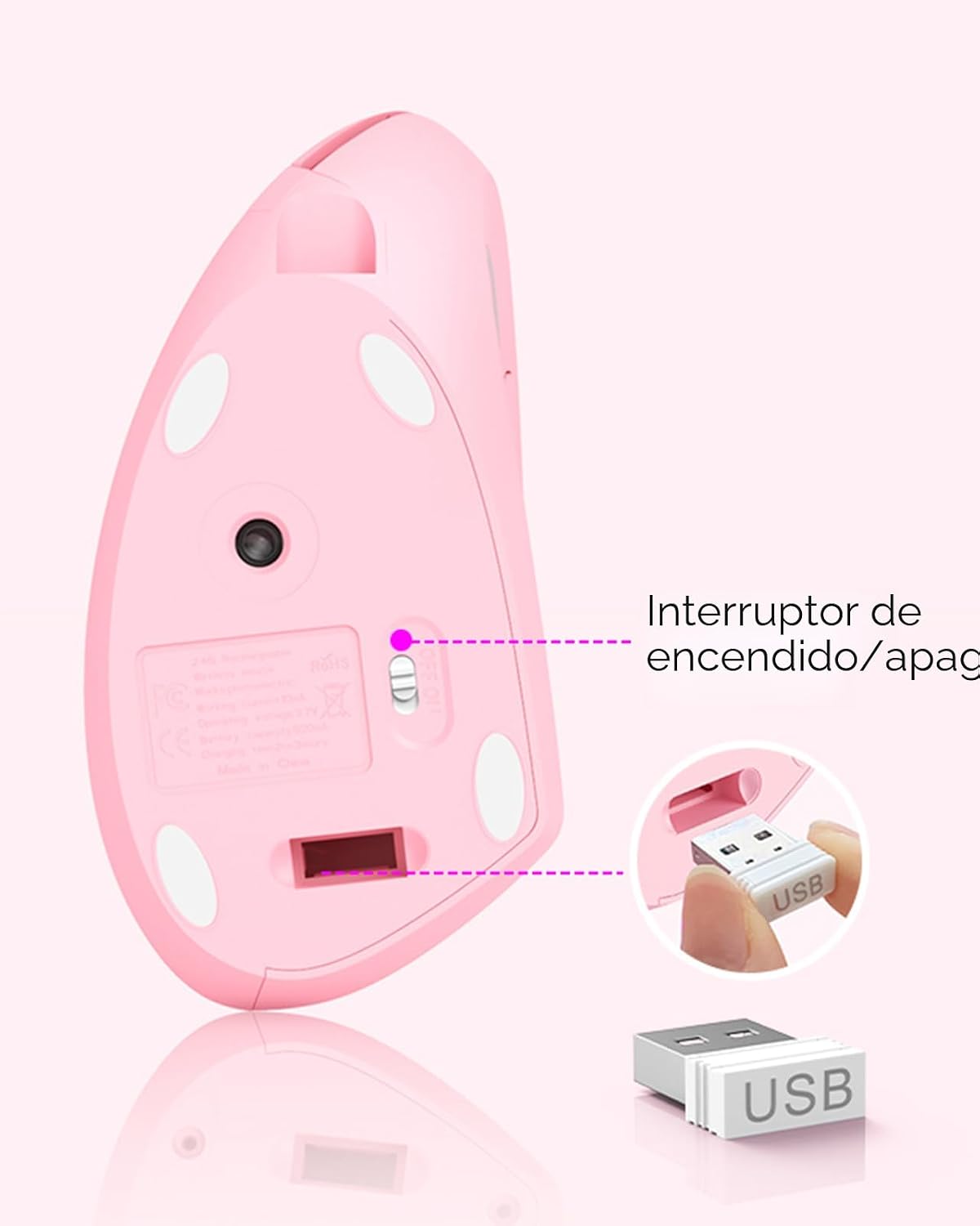 Lekvey Ratón ergonómico, ratón inalámbrico vertical, recargable 2.4...