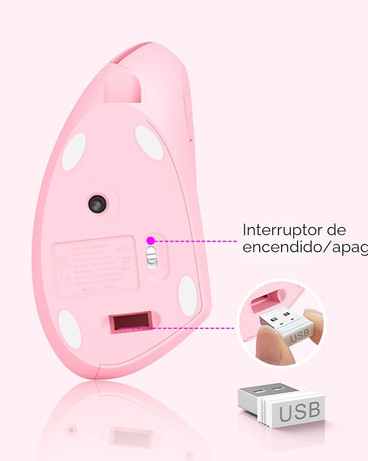 Lekvey Ratón ergonómico, ratón inalámbrico vertical, recargable 2.4...