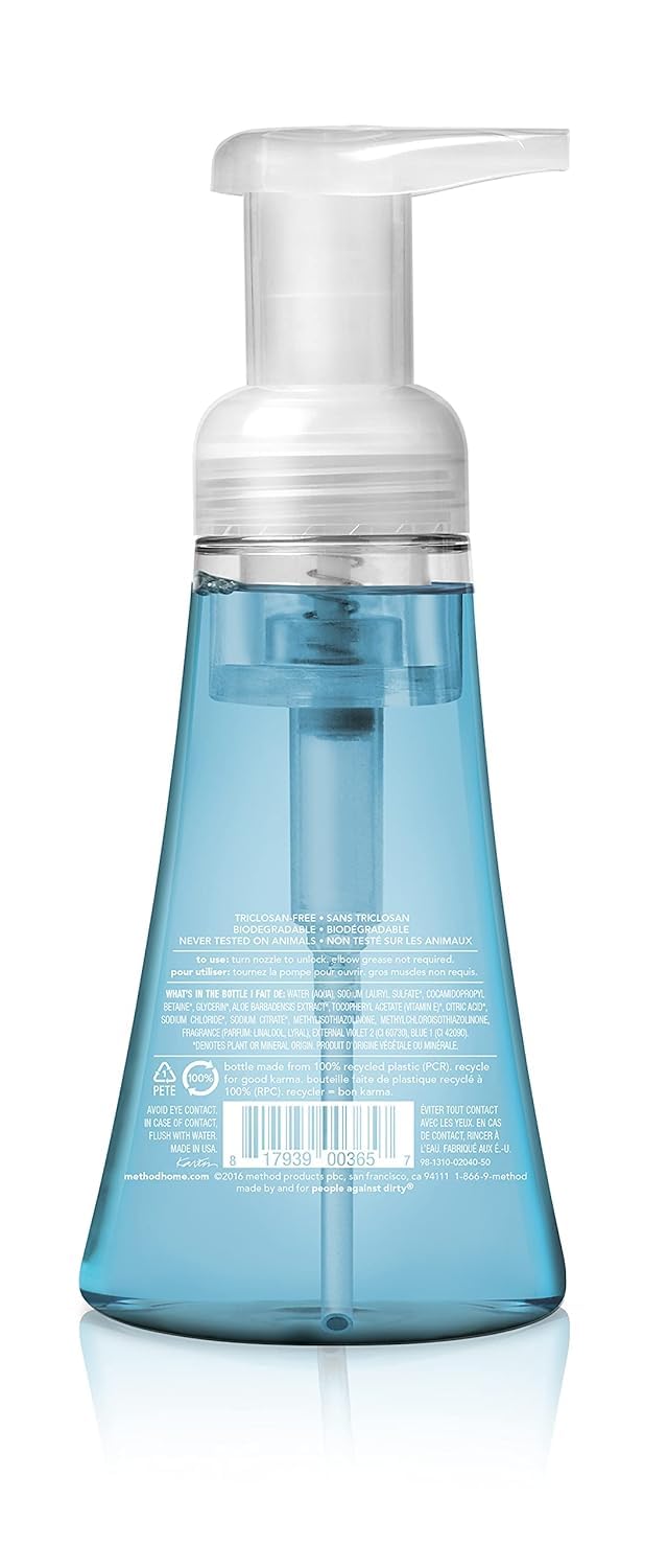 Jabón espumante para lavar manos marca Method de 10 onzas., Sea
