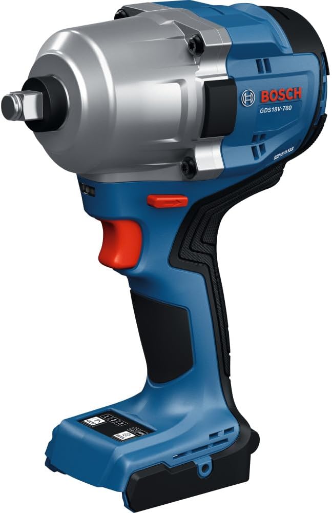 BOSCH GDS18V-780N Llave de impacto de 18 V sin escobillas de ½ pulgada de par medio con 740 pies.-Lbs. Par máximo de ruptura y liberación automática de pernos (herramienta desnuda)