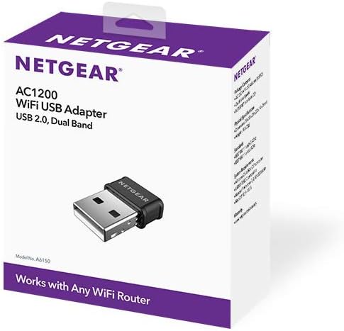 NETGEAR AC1200 Wi-Fi USB 2.0 Mini Adaptador para PC de Escritorio | Stick WiFi de Banda Dual para Internet Inalámbrico (A6150-100PAS)