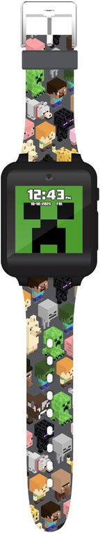 Minecraft - Reloj inteligente LED interactivo con temática de juegos para niños, 10 caras intercambiables, contador de pasos, calculadora, juegos, cámara selfie, alarma y temporizador, correas de
