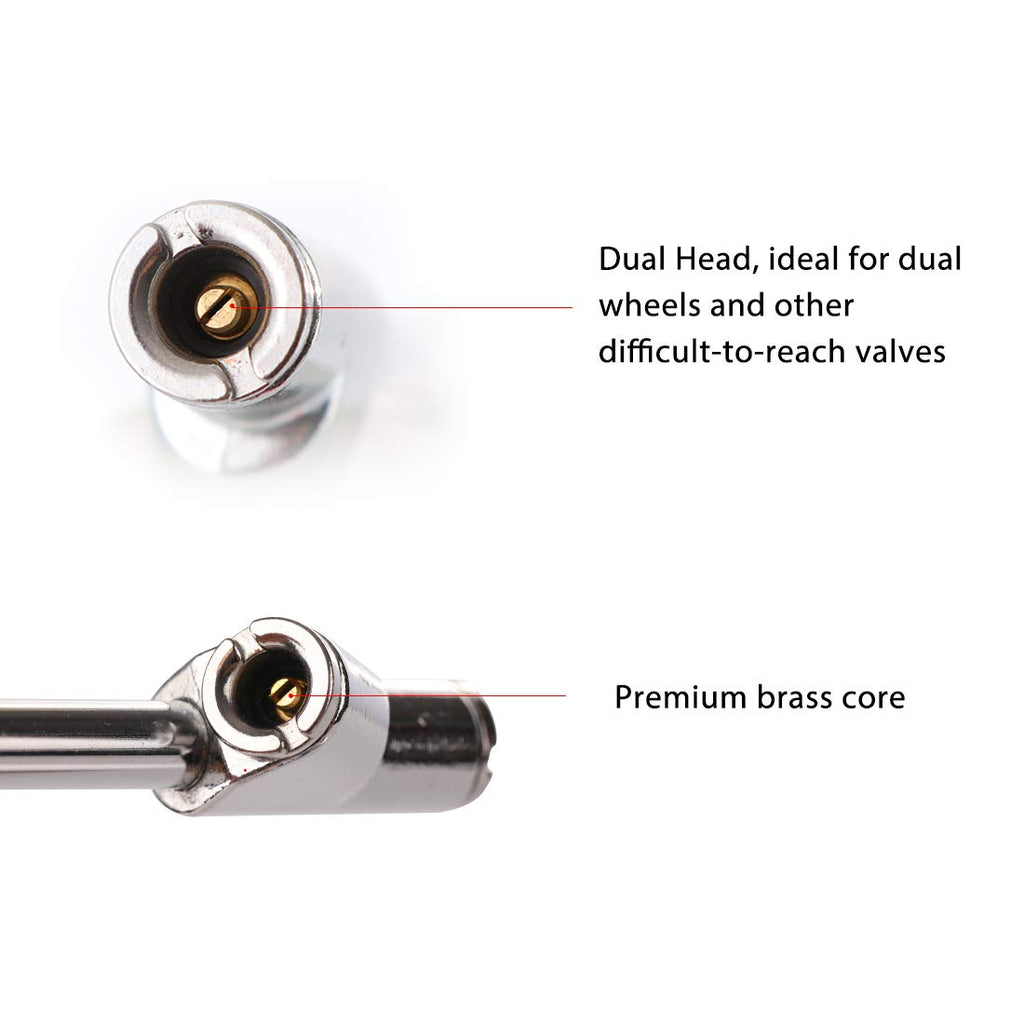 CZC AUTO Medidor de presión de neumáticos, pie recto, resistente, portabrocas de doble cabezal, medidor de aire de servicio automático, 10-150 PSI, 100-1000 KPa para camión, automóvil, caravana,