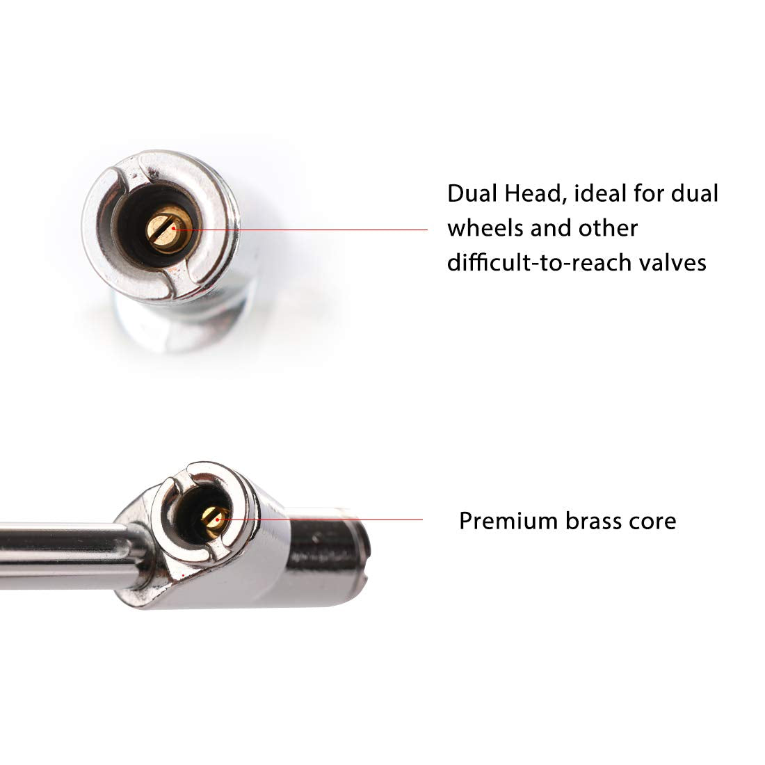 CZC AUTO Medidor de presión de neumáticos, pie recto, resistente, portabrocas de doble cabezal, medidor de aire de servicio automático, 10-150 PSI, 100-1000 KPa para camión, automóvil, caravana,