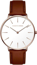 Roberto Marino RM1423 Reloj de lujo para hombre – Cuarzo japonés, correa de cuero, esfera blanca, 3 ATM resistente al agua