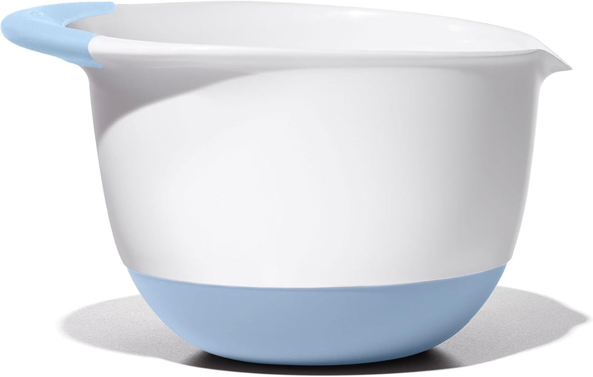 OXO, juego de 3 cuencos para mezclar de plástico Good Grips – Asas de Blueberry, Jam & Seltzer, 4.7 LITROS, Grande