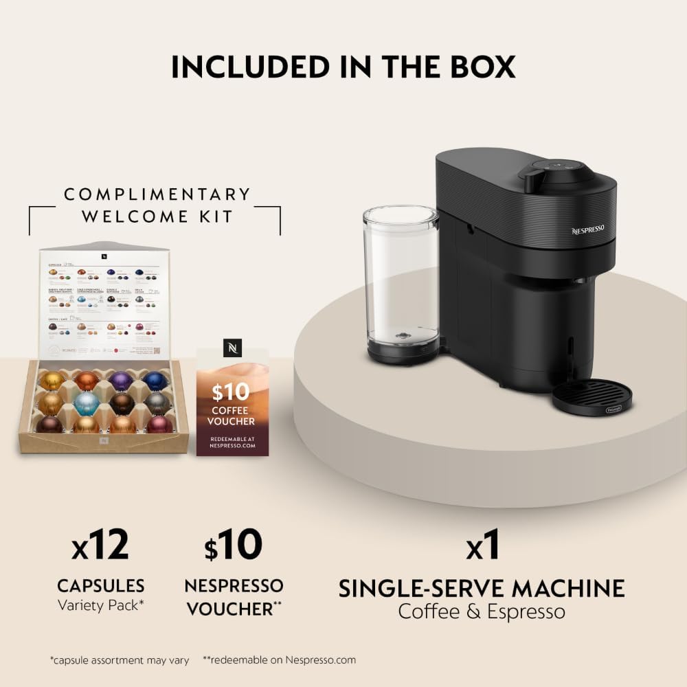 Nespresso Vertuo Pop+ - Máquina de café y espresso de De'Longhi, color negro regaliz