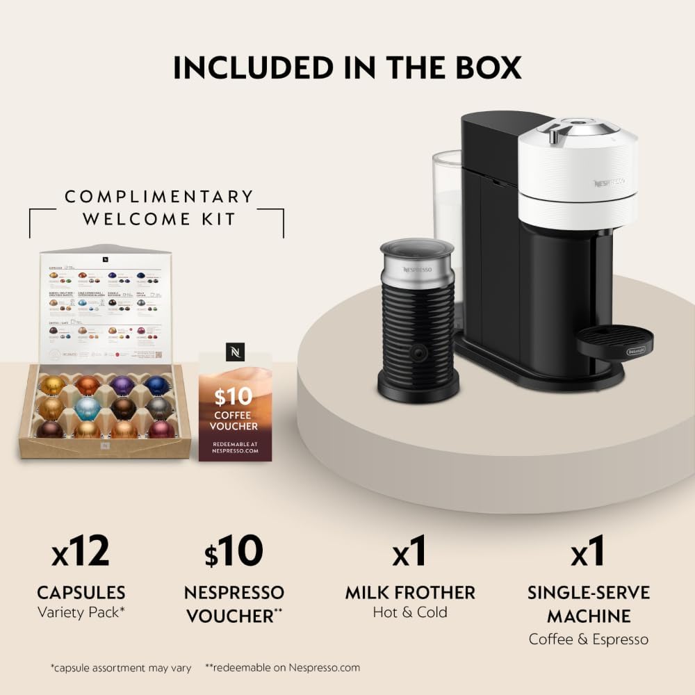 Nespresso Vertuo Next Coffee Machine con Milk Frother, blanco