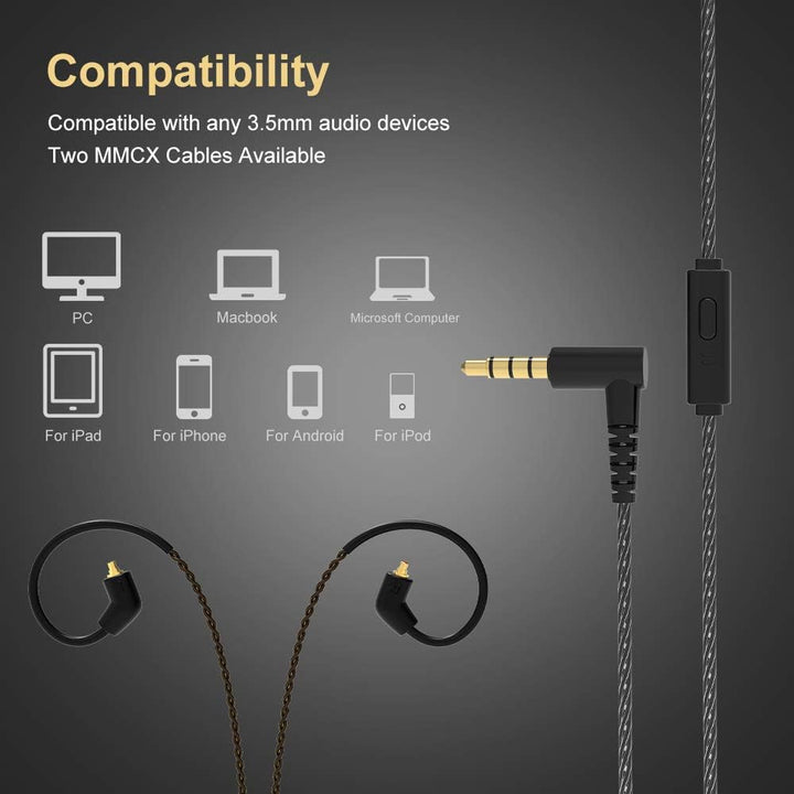 BASN Auriculares intraurales de metal con monitores para músicos, I...