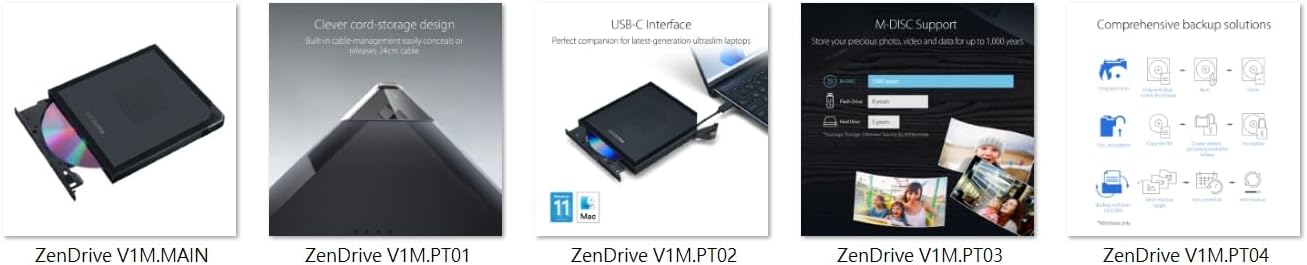 ASUS ZenDrive V1M Unidad de DVD externa y escritora con diseño de a...