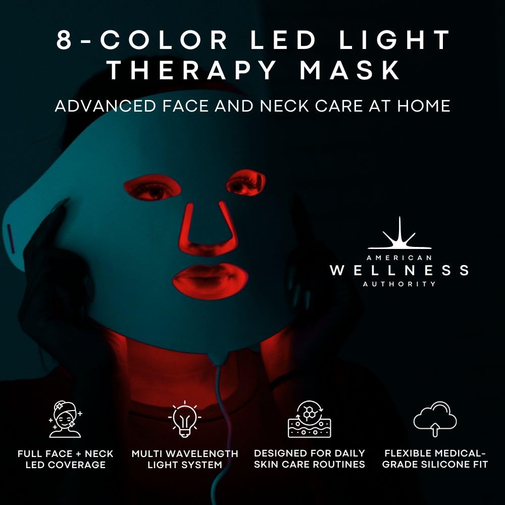 American Wellness Authority Máscara de terapia de luz roja para car...