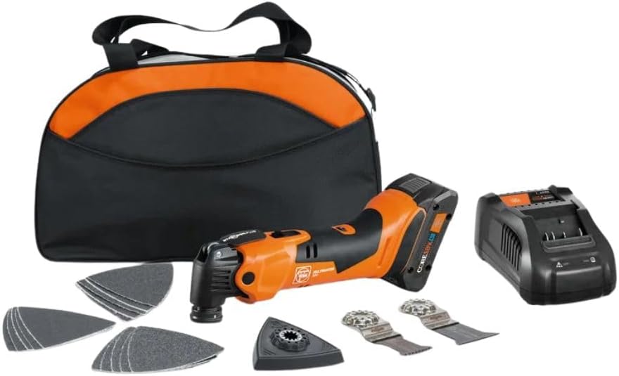 Fein MultiMaster inalámbrico AMM 500 PLUS 4 Ah con bolsa de nailon para construcción y renovación de interiores - Soporte Starlock Plus, sistema QuickIn, compatible con batería AMPShare/Bosch de 18 V