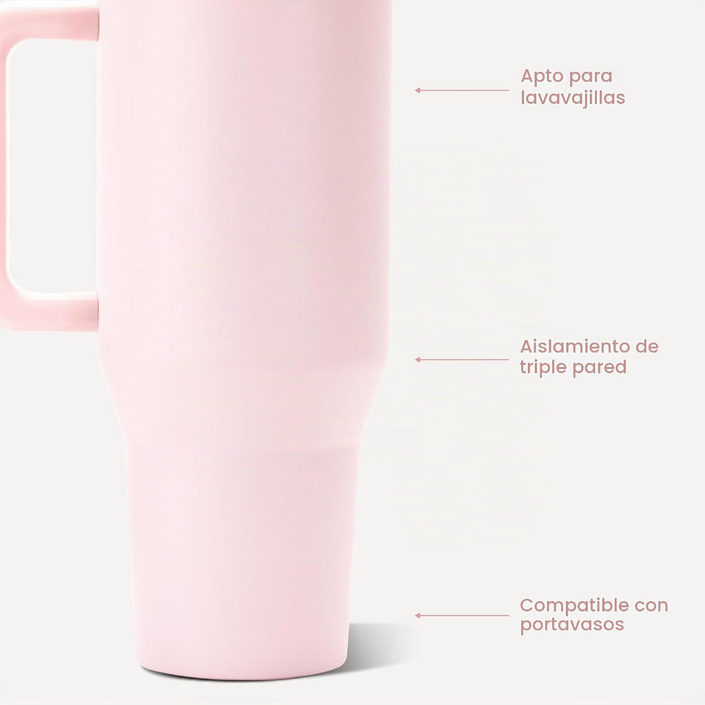 HydroJug Traveler - Botella de agua aislada con asa, 40 onzas, arena rosa