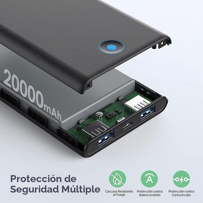 [Paquete de 2] Cargador portátil de 20000 mAh, 20000mAh, Negro+Negro