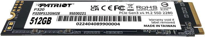 Patriot Memory P320 SSD interno de 512 GB - NVMe PCIe Gen 3x4 - M.2...