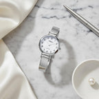 Reloj de pulsera original de madreperla para mujer con caja de 31mm, movimiento de cuarzo japonés, estilo broche, reloj de pulsera de metal con bisagra para damas..