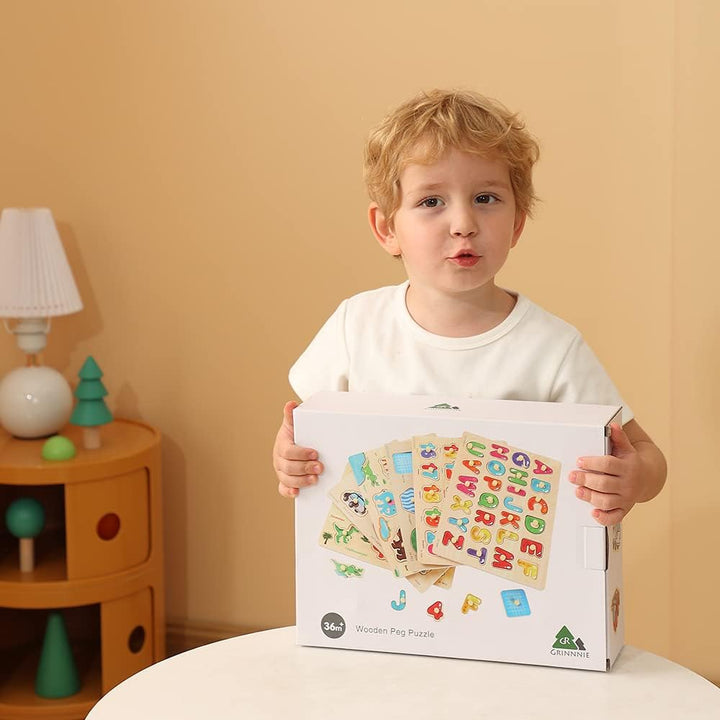 GRINNNIE - Rompecabezas de madera para niños pequeños