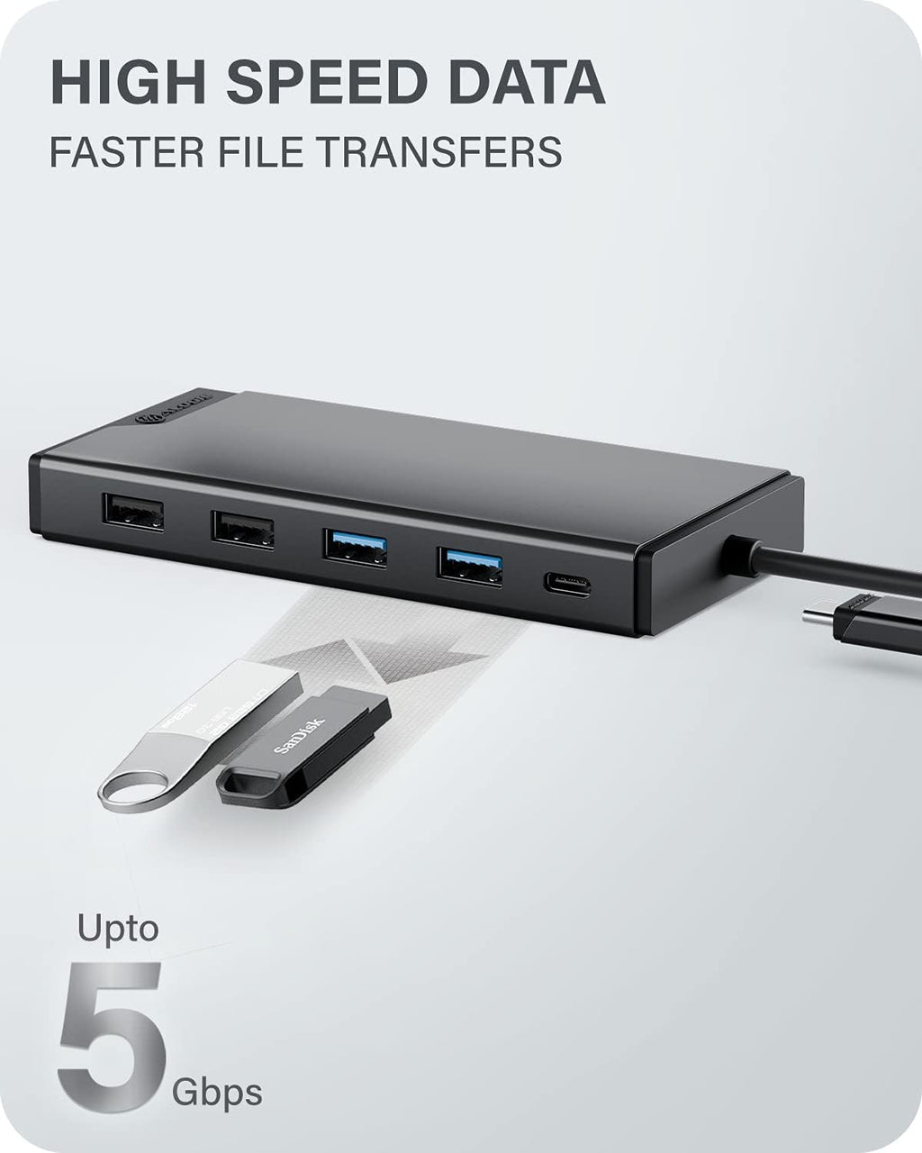 ALOGIC USB-C 12-en-1 Mini Docking Station, Dual Display, 2xHDMI, 1xVGA, 100W PD, 2xUSB-C, 2xUSB- 2.0, 2xUSB- 3.0, RJ45, 1x SD/TF puerto, MacBook/Surface & Other USB-C dispositivos Compatible.