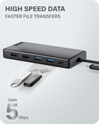 ALOGIC USB-C 12-en-1 Mini Docking Station, Dual Display, 2xHDMI, 1xVGA, 100W PD, 2xUSB-C, 2xUSB- 2.0, 2xUSB- 3.0, RJ45, 1x SD/TF puerto, MacBook/Surface & Other USB-C dispositivos Compatible.