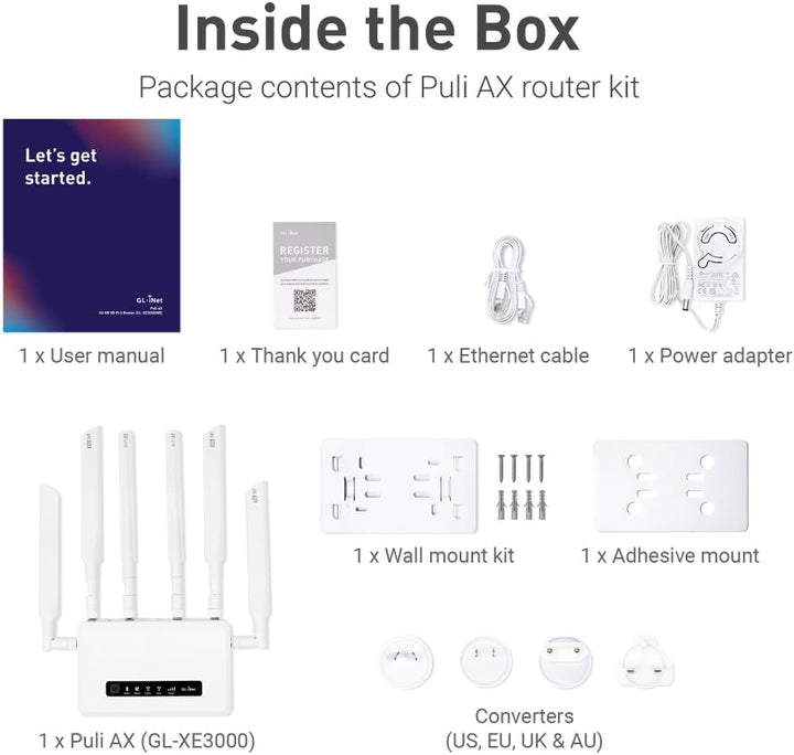 GL.iNet GL-XE3000 (Puli AX) Router 5G con ranura para tarjeta SIM d...