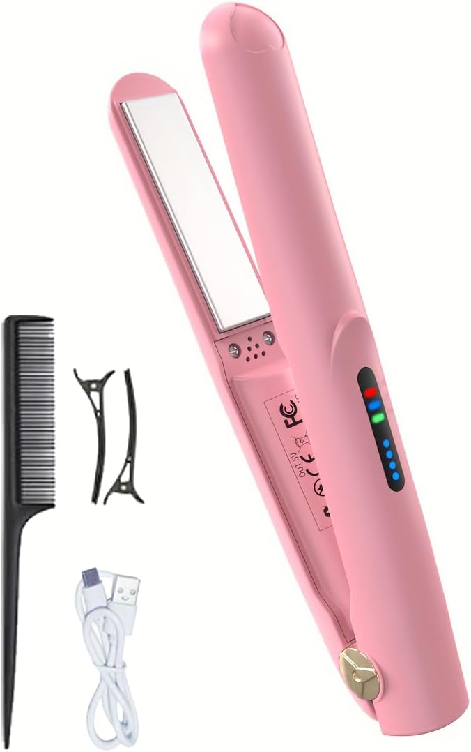 Eavalcro Alisador y rizador de pelo inalámbrico 2 en 1, plancha pla...