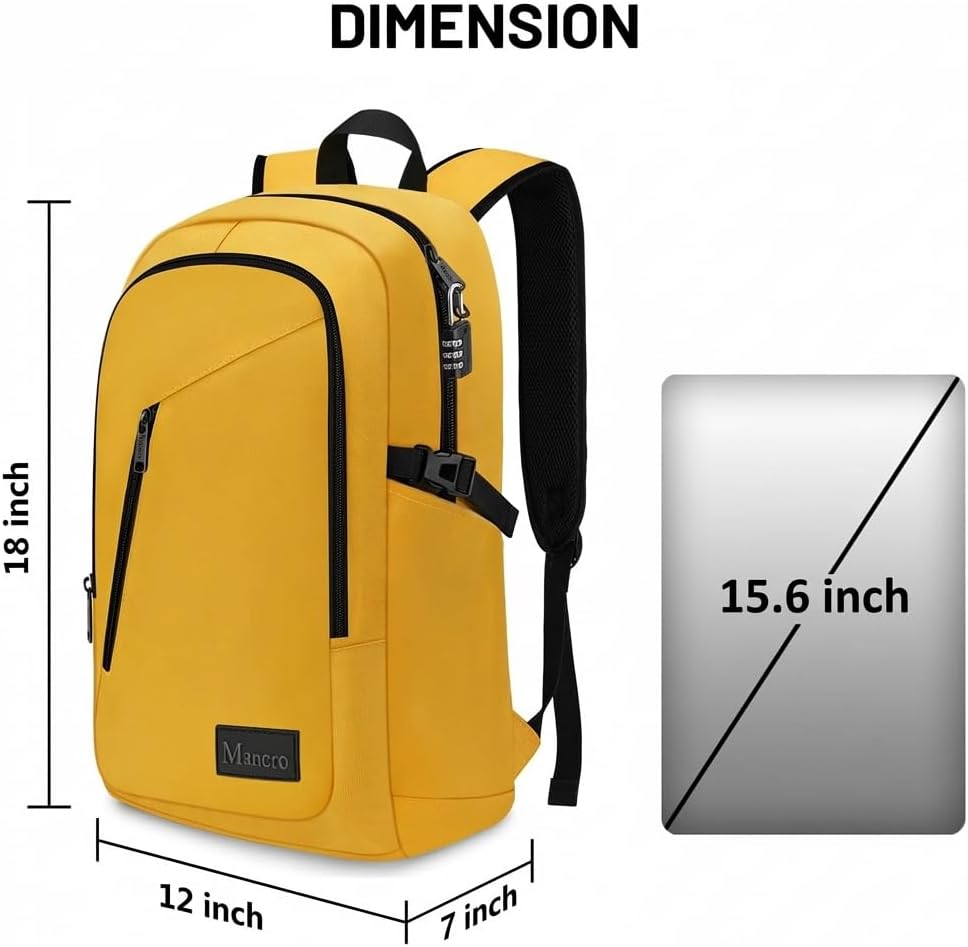 Mancro Mochila para laptop de viaje con puerto de carga USB, de 15....