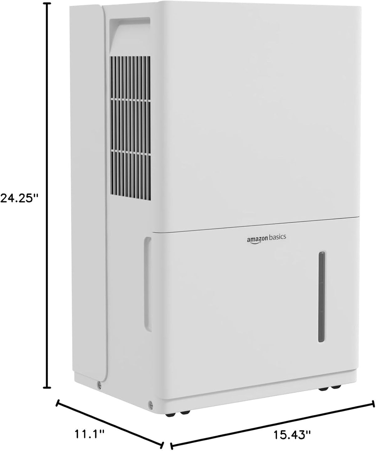 Amazon Basics Deshumidificador grande de 50 pintas con bomba, certificado New Energy Star, control de humedad, descongelación automática, temporizador, protección contra desbordamiento para