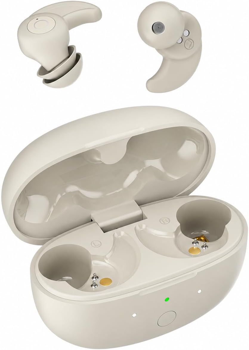 OHAYO Auriculares para dormir A10 Bluetooth 6.0 con aislamiento de ruido para personas que duermen de lado, sin control táctil, pequeños auriculares para dormir, aplicación de ruido blanco (gris)