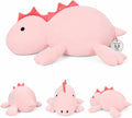 Almohada de felpa de dinosaurio con peso de 24 pulgadas, 3.5 libras, animal de peluche con peso de dinosaurio rosa, peluches para cumpleaños de niños