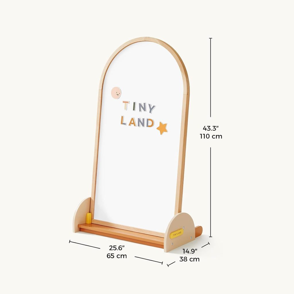 Tiny Land Caballete de arte para niños, pizarra magnética de doble cara y