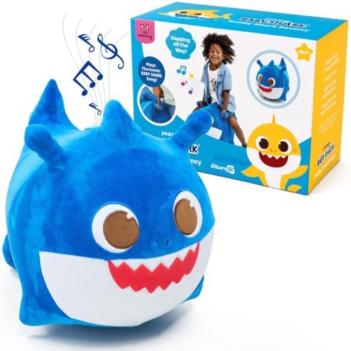 JITTERYGIT Baby Shark Pinkfong - Juguete musical oficial de peluche con forma de tolva animal, juguete inflable para llevar, regalo de cumpleaños para niños y niños pequeños (niños y niñas) a partir