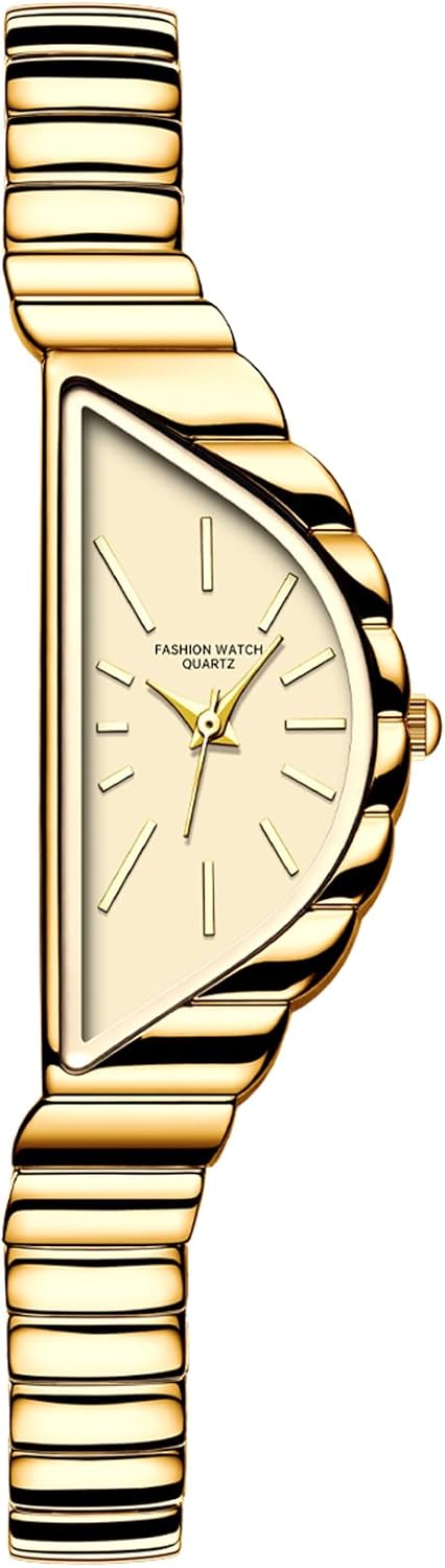 Gosasa Reloj único de triángulo dorado para mujer, delicado reloj de cuarzo