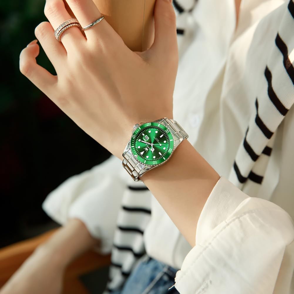 OLEVS Reloj Femenino Clásico de Mujer para Damas Análogo Acero Inoxidable Resistente al Agua Luminosa Día Fecha Dos Tonos de Fácil Lectura en la Muñeca