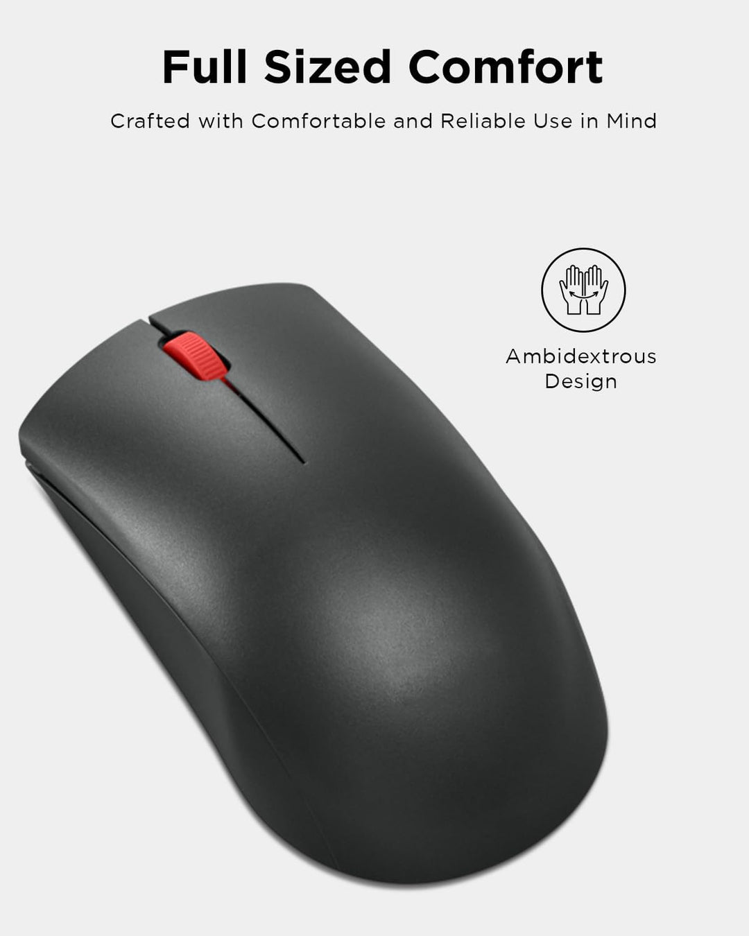 Lenovo Mouse inalámbrico (WL150) - Mouse ergonómico ambidiestro Nan...