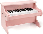 ZIPPY Teclado de piano para niños, piano digital de 25 teclas para niños, mini instrumento educativo musical, juguete de madera para niños y niñas (rosa)