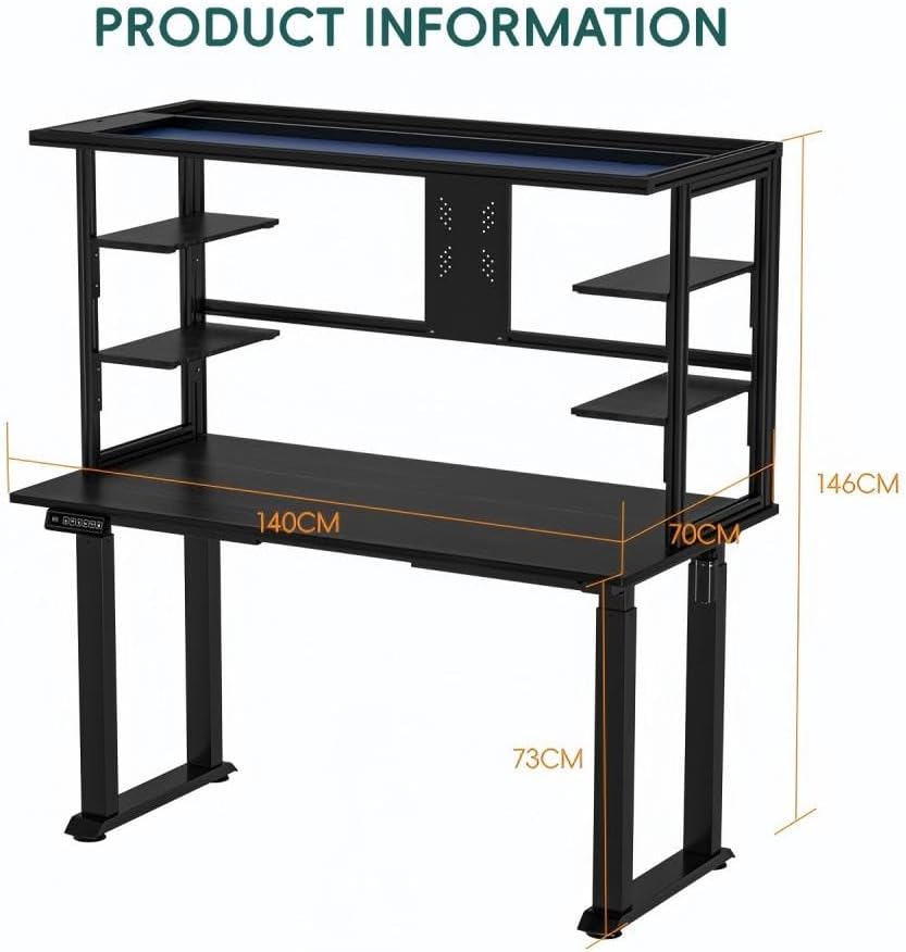TBK801 Banco de trabajo eléctrico de altura ajustable con estante 55.12 "x27.56"
