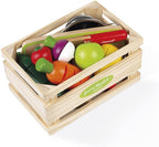 Janod Juego maxi de frutas y verduras - Comida de madera para jugar en rodajas - Juego de 13 piezas - A partir de 3 años - J06607