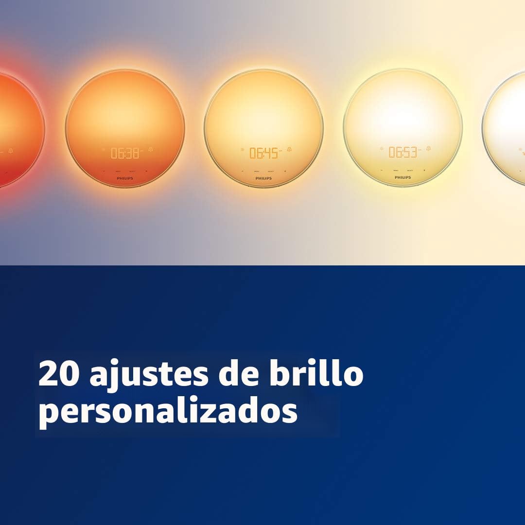 Luz de despertador con simulación de amanecer en color Philips HF35...