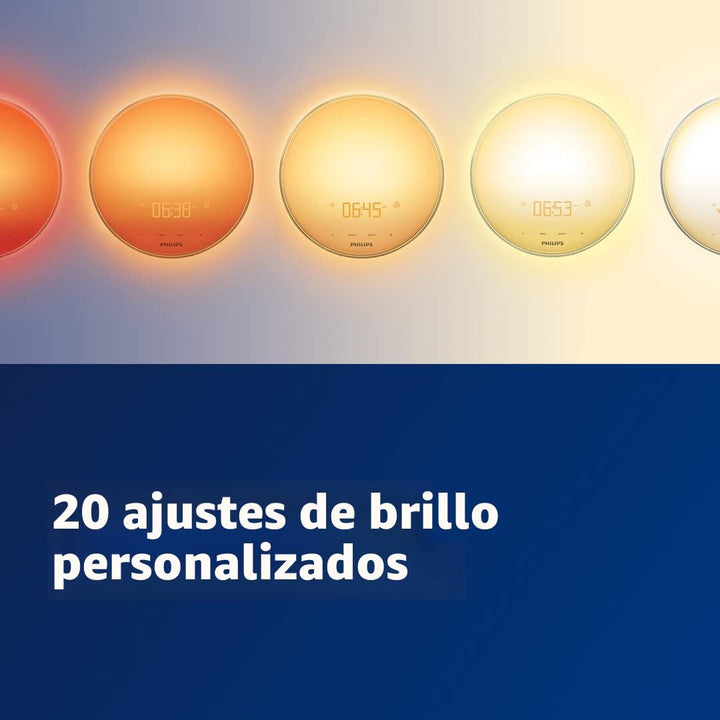 Luz de despertador con simulación de amanecer en color Philips HF35...