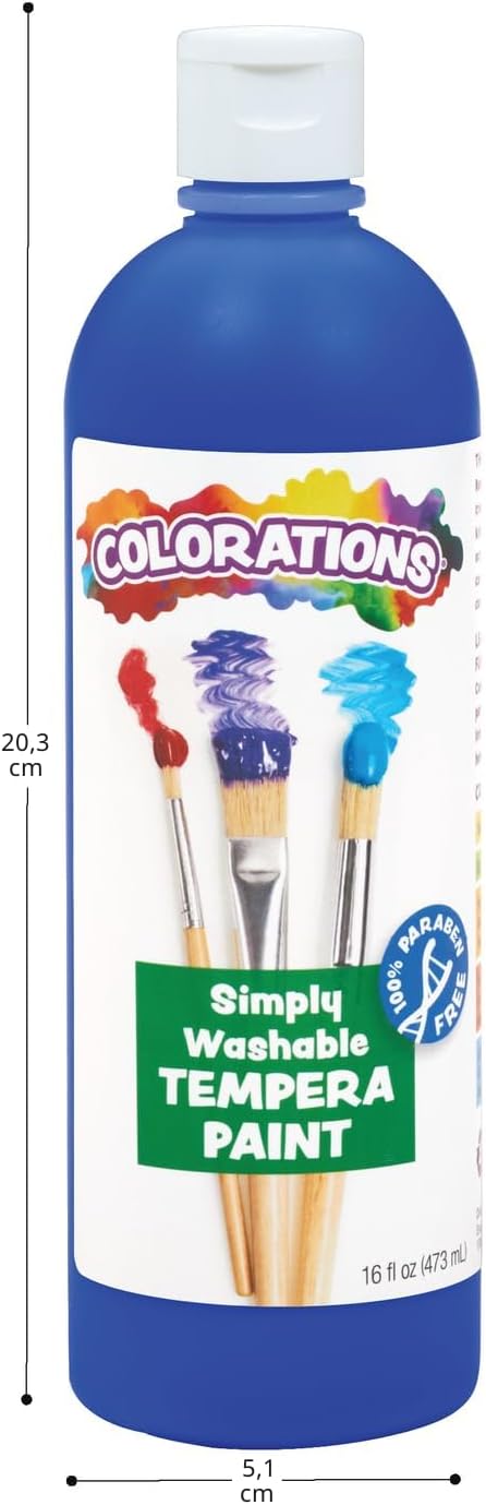 Colorations Paraben-Free Simply Washable Tempera Paint, Rainbow Plus 8-Pack
